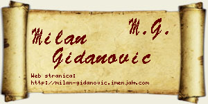 Milan Gidanović vizit kartica